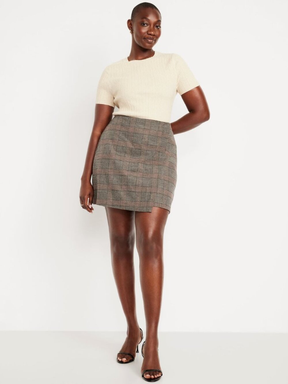 NWT OLD NAVY wrap front mini skirt in grey plaid (XL)
